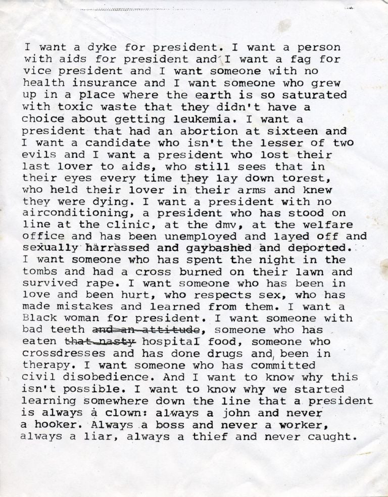 Zoe Leonard, I want a president, 1992 © Zoe Leonard. Courtesy l’artista; Galerie Gisela Capitain, Colonia; Galleria Raffaella Cortese, Milano; Hauser & Wirth