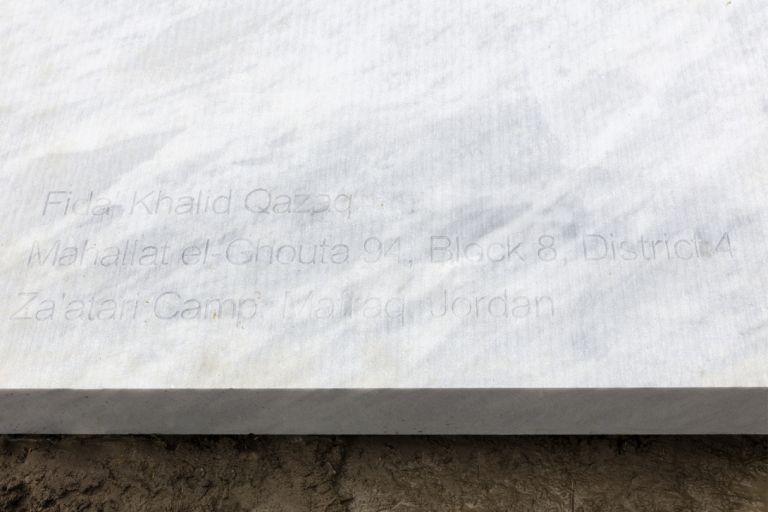 Margherita Moscardini Mahallat el-Ghouta 94, Block 8, District 4 2019 marmo / marble 55 x 647 x 420 cm Parco Alcide Cervi, Reggio Emilia Progetto The Fountains of Za’atari, Collezione Maramotti Ph. Andrea Rossetti