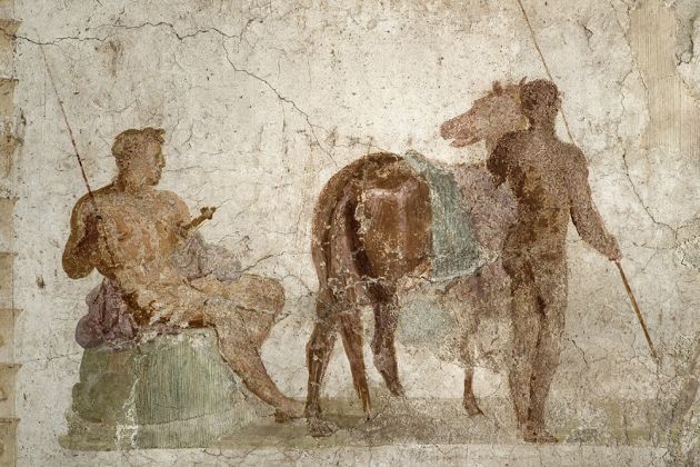 Decorazione pittorica dal ninfeo della Domus Transitoria. Particolare della lunetta. Roma, Museo Palatino Credits: Parco archeologico del Colosseo
