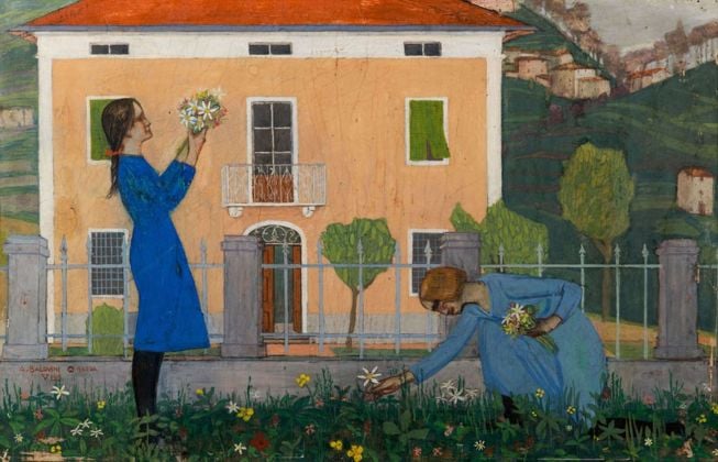 Adolfo Balduini, Bambine che raccolgono fiori, 1919. Collezione privata