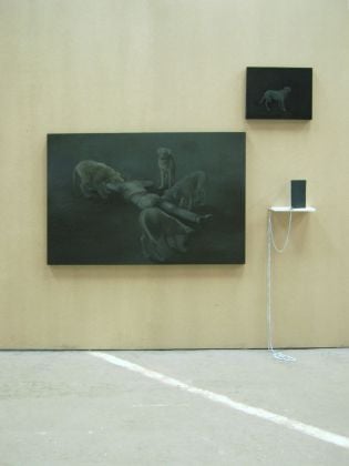 Alessandra Mancini, Agoraphobia, 2009. Olio su tela, 100x150 40x50 cm, libretto con sceneggiatura