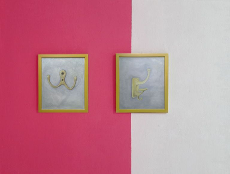 Alessandra Mancini, Matchy Matchy, 2017. Olio su tela, dittico, 30 x 25 cm ognuno