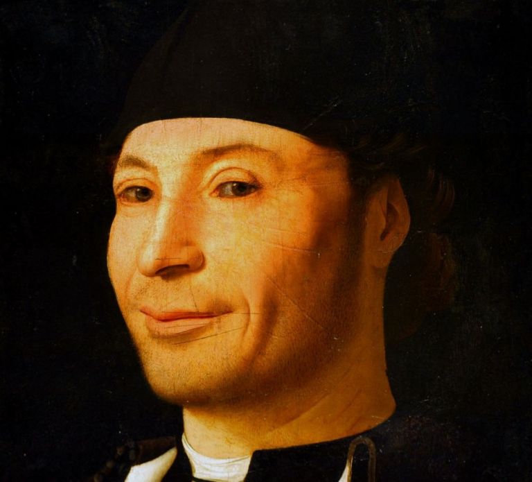 Antonello da Messina, Ritratto d'uomo (Ritratto di ignoto marinaio), 1470 ca., olio su tavola di noce, 30,5 x 26,3 cm. Fondazione Culturale Mandralisca, Cefalù (PA), dettaglio