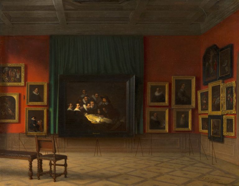 Antoon François Heijligers, Interno della Sala Rembrandt Room al Mauritshuis nel 1884, 1884. Mauritshuis, L'Aia