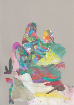 Barbara Prenka, Dialoghi sul compromesso dei movimenti, 2019, Collage di penna feltro su carta, 21x29,7cm