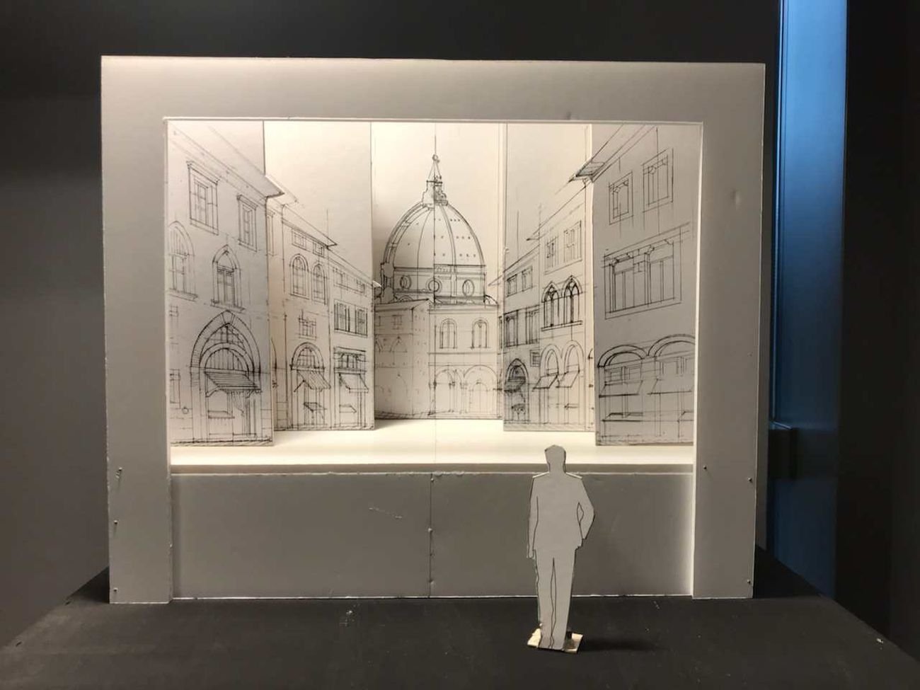 De Signo, scenografia, modellino in scala del teatro della prospettiva su Firenze, credits Mekane