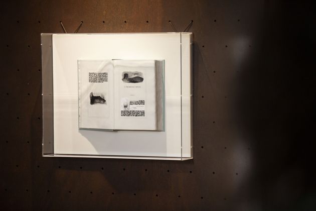 Emilio Isgrò, I 35 libri dei Promessi Sposi cancellati, installation view. Credit photo Moreno Vignolini