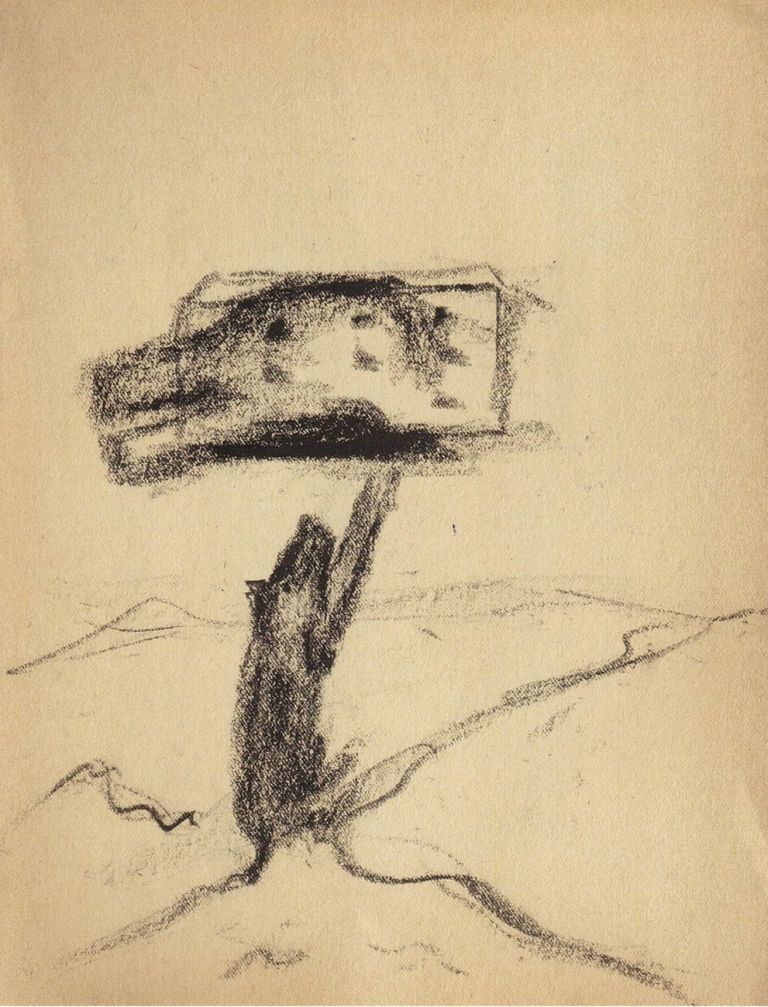 Enzo Cucchi, Il Vesuvio, 1994, matita e carboncino su carta, cm 23x30,5