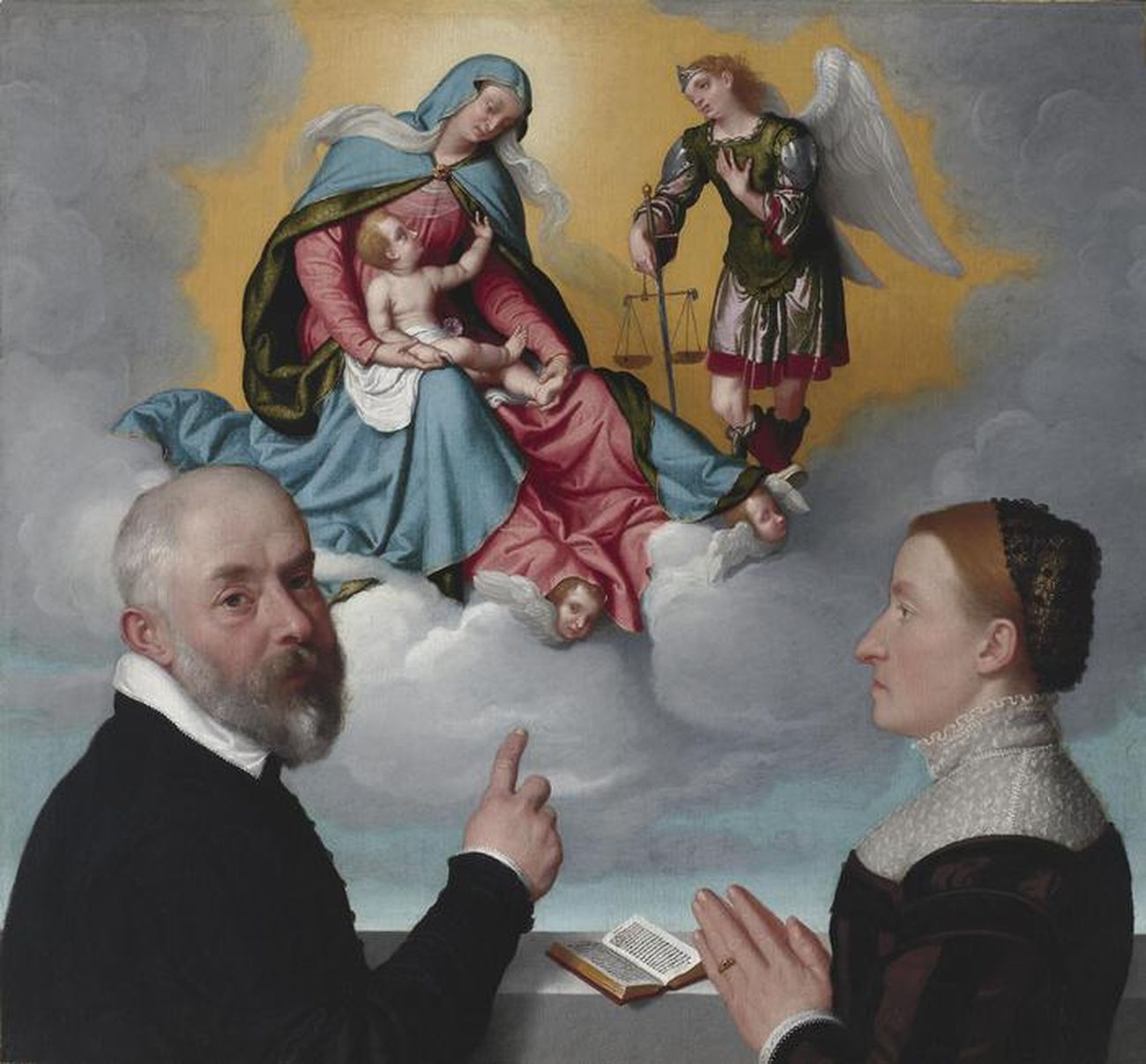 Giovanni Battista Moroni, Due donatori in adorazione davanti alla Madonna col Bambino e San Michele, 1557-60. Virginia Museum of Fine Arts, Richmond. Adolph D. and Wilkins C. Williams Fund Photo: Katherine Wetzel © Virginia Museum of Fine Arts, courtesy The Frick Collection, New York