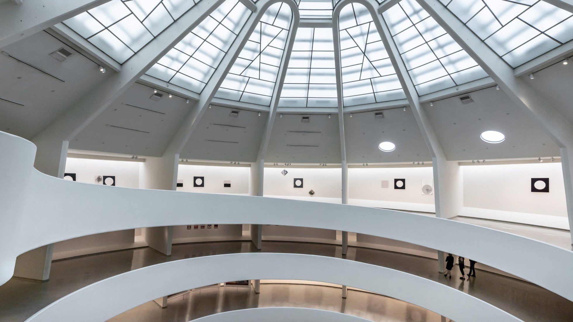 Installation view, R. H. Quaytman + x, Chapter 34, Solomon R. Guggenheim Museum, New York, October 12, 2018–April 23, 2019. Photo David Heald