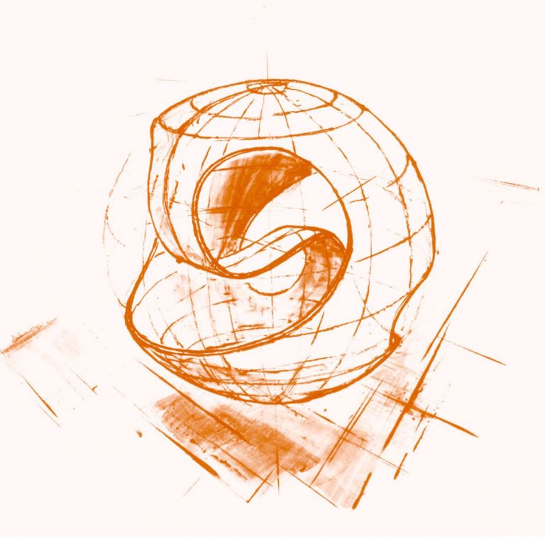 La sfera topologica ideata da Vittorio Giorgini, a partire dal modello dell’anello di Moebius (disegno)