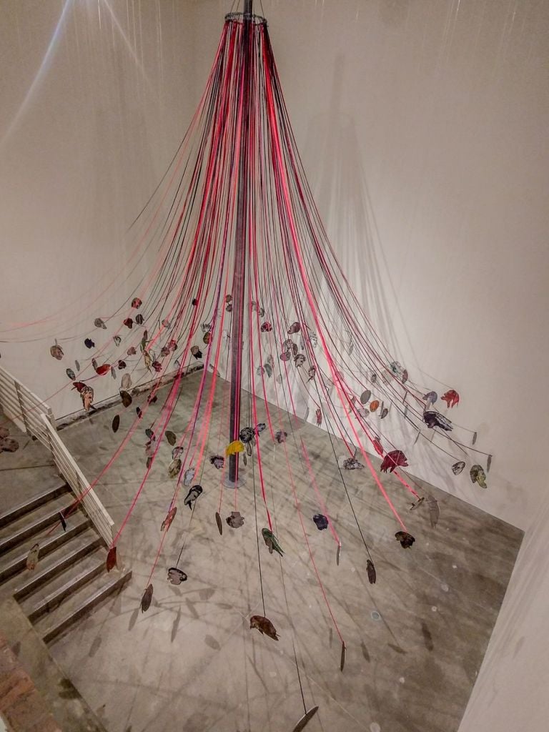 Nancy Spero, Maypole. Take No Prisoners, 2007. Installation view at MoMA PS1, New York 2019. Photo Maurita Cardone