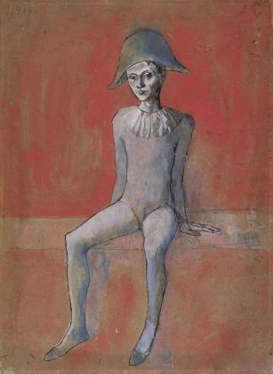 Pablo Picasso, Arlequin assis sur fond rouge, 1905. Berlino, Nationalgalerie, Museum Berggruen © Succession Picasso - 2018 ProLitteris, Zurigo 2018