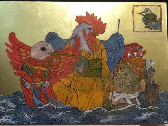 Papamichalopoulos Konstantinos, Three ApostlesÔÇØ, inchiostro, tempera all'uovo e foglia d'oro su pannello, 2019