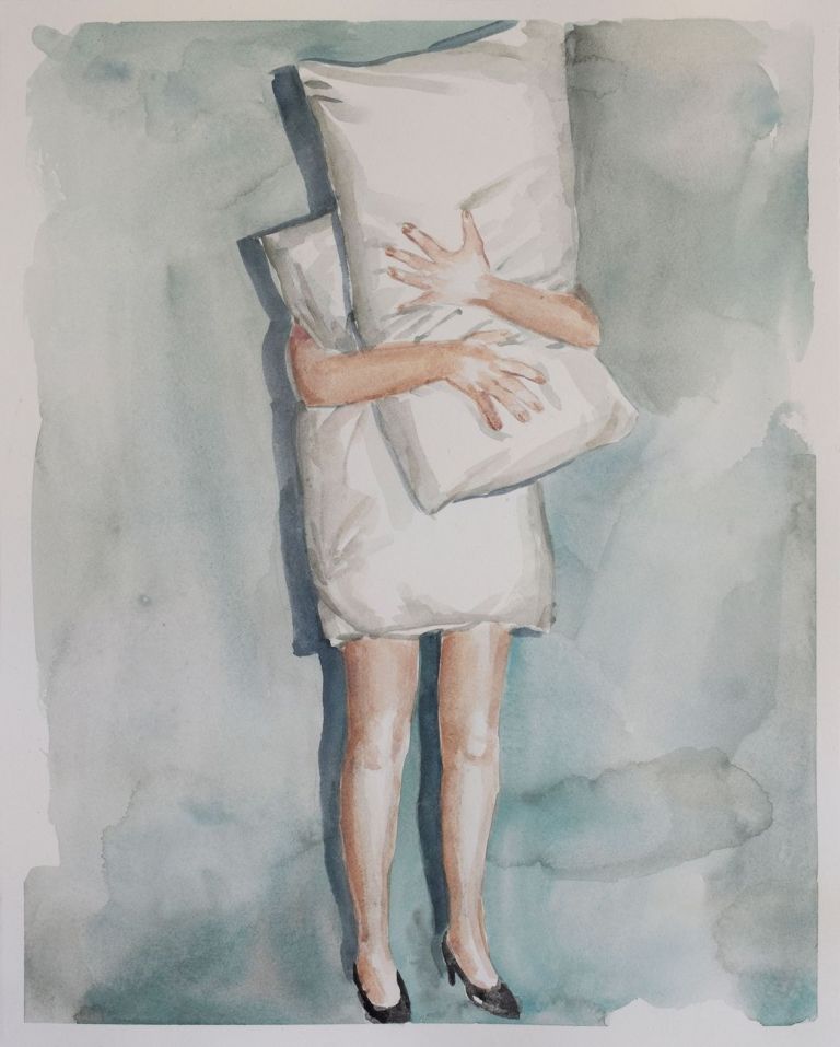 Romina Bassu, Naufraga, 2019, acquerello su carta, cm 50x40. Courtesy Studio SALES di Norberto Ruggeri, Roma