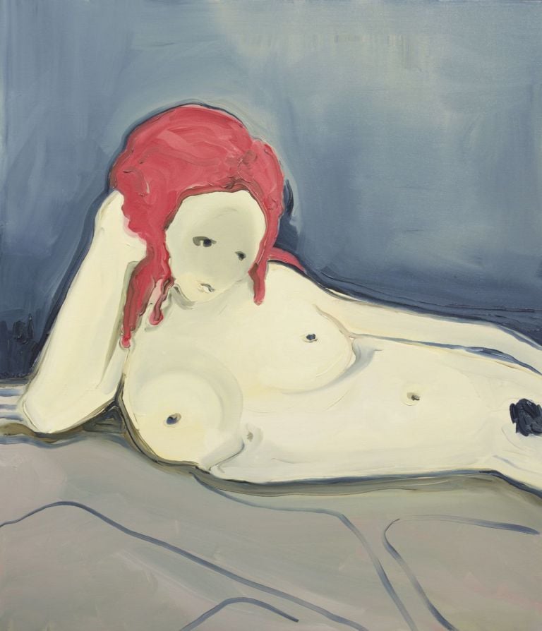 Rudy Cremonini, The red waiting, 2018, olio su lino, 80x70 cm