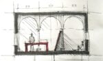 Schizzo del progetto di allestimento per la mostra Leonardo Ricci 100. Courtesy Eutropia Architettura