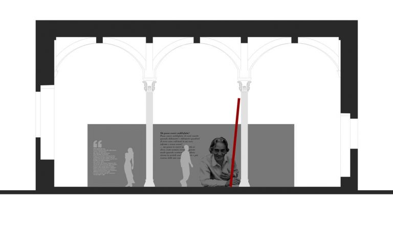 Sezione del progetto di allestimento per la mostra Leonardo Ricci 100. Courtesy Eutropia Architettura