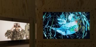 Sören Thilo Funder, The Watchers of Malheur (Tweet Tweet), 2019. Den Frie, installation view. Courtesy Den Frie. Photo David Stjernholm