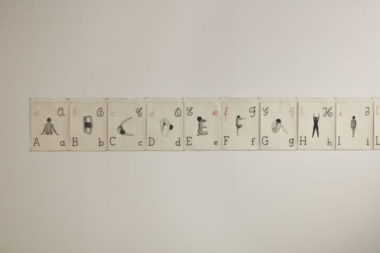 Tomaso Binga, Alfabetiere murale, 1976. Courtesy Fondazione Filiberto e Bianca Menna. In comodato a Madre - Museo d’arte contemporanea Donnaregina, Napoli. Photo © Alto Piano Studio