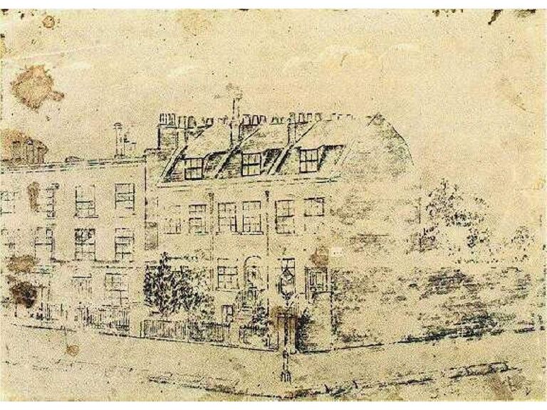Un disegno di van Gogh raffigurante la sua casa di Londra a Hackford Road databile tra il 1873 e il 1874 Il piccolo segreto di Vincent van Gogh. Ritrovato un plico nella sua casa di Londra