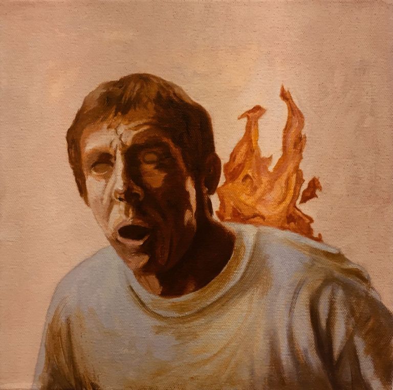 Vincenzo Ferrara, L'occasione, 2018. 25x25, olio su tela