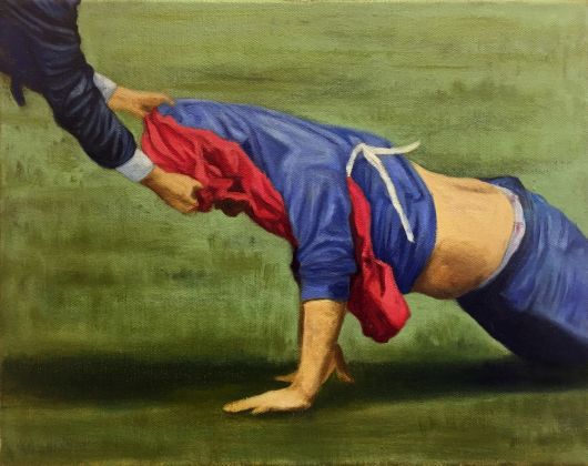 Vincenzo Ferrara, Maglie, 2018, 24x30, olio su tela