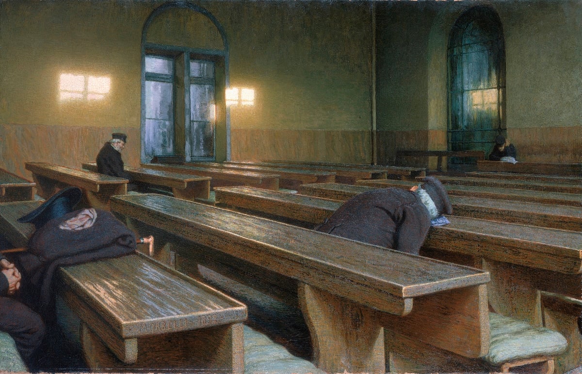 Angelo Morbelli, Giorno di festa al Pio Albergo Trivulzio, 1892, Olio su tela, Parigi, Musée d’Orsay 