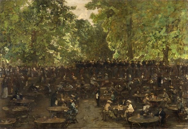 Filippo Carcano, La musica nei giardini pubblici, olio su tela, cm 87x124.5. Stima € 15.000-16.000