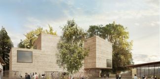 Atelier Peter Zumthor, Progetto di espansione della Fondation Beyeler. Haus für Kunst e Pavilion (dx), vista dal Berower Park. Courtesy Atelier Peter Zumthor & Partner