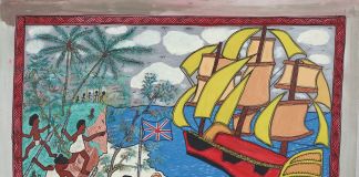 Simon Gende, Captn Cook in Australia, Papua New Guinea, 2018. Courtesy of the artist. Image © The Trustees of the British Museum