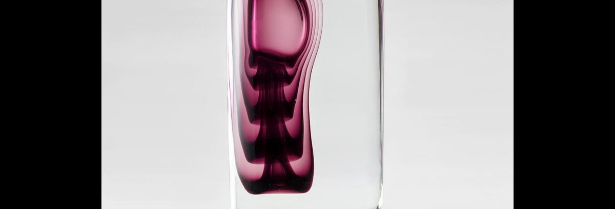 Gino Cenedese (1907 1973) and Antonio Da Ros (1936 2012), Vetri Sommersi Contrappunto Sasso Vase, 1977, for Vetreria Gino Cenedese, sommerso glass, engraved 'Cenedese Murano 1977' 