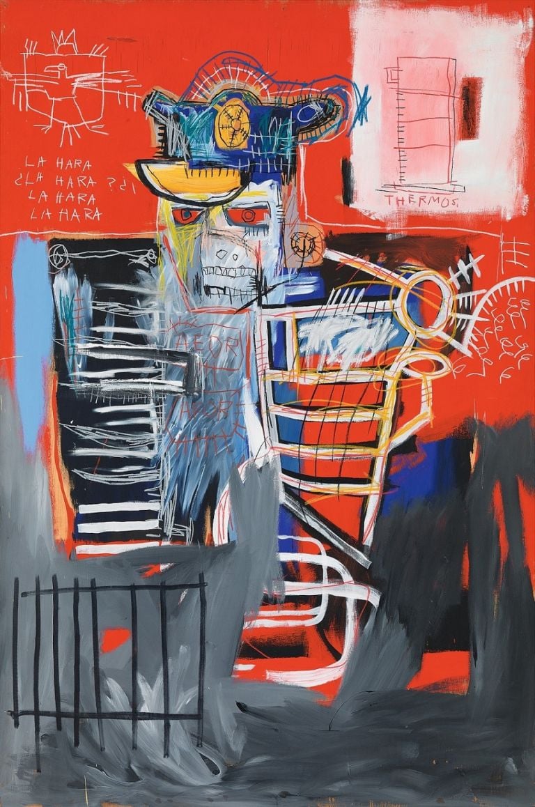 Basquiat—LaHara.jpg Jean-Michel Basquiat La Hara, 1981 Acrylic and oilstick on wood panel, 182.9 x 121.9 cm Arora Collection O Estate of Jean-Michel Basquiat. Licensed by Artestar, New York