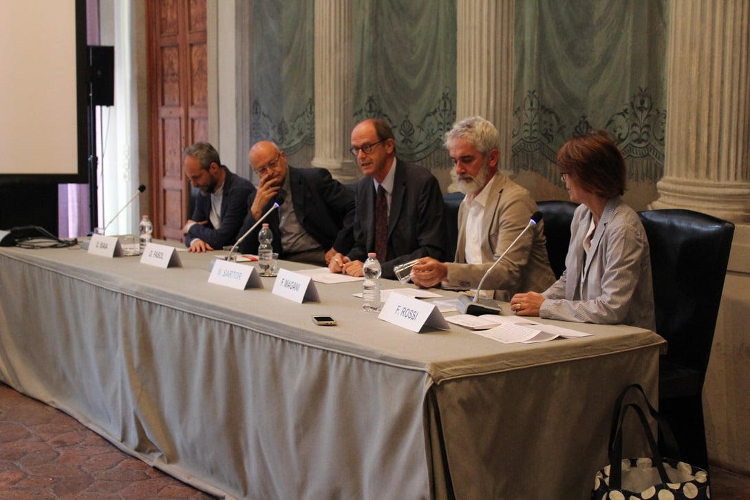 Da sinistra Denis Isaia, Giorgio Fasol, Nicola Sartor, Fabrizio Magani e Francesca Rossi