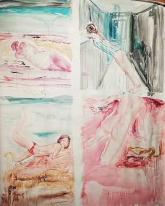 Elisa Filomena, Nuoto (frammenti), acrilico su tela, cm 150x105, 2019