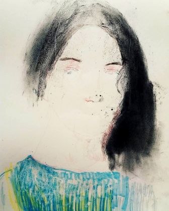 Elisa Filomena, Sono io la morte e ho gli occhi verdi, tecnica mista su carta, cm 50x40, 2018