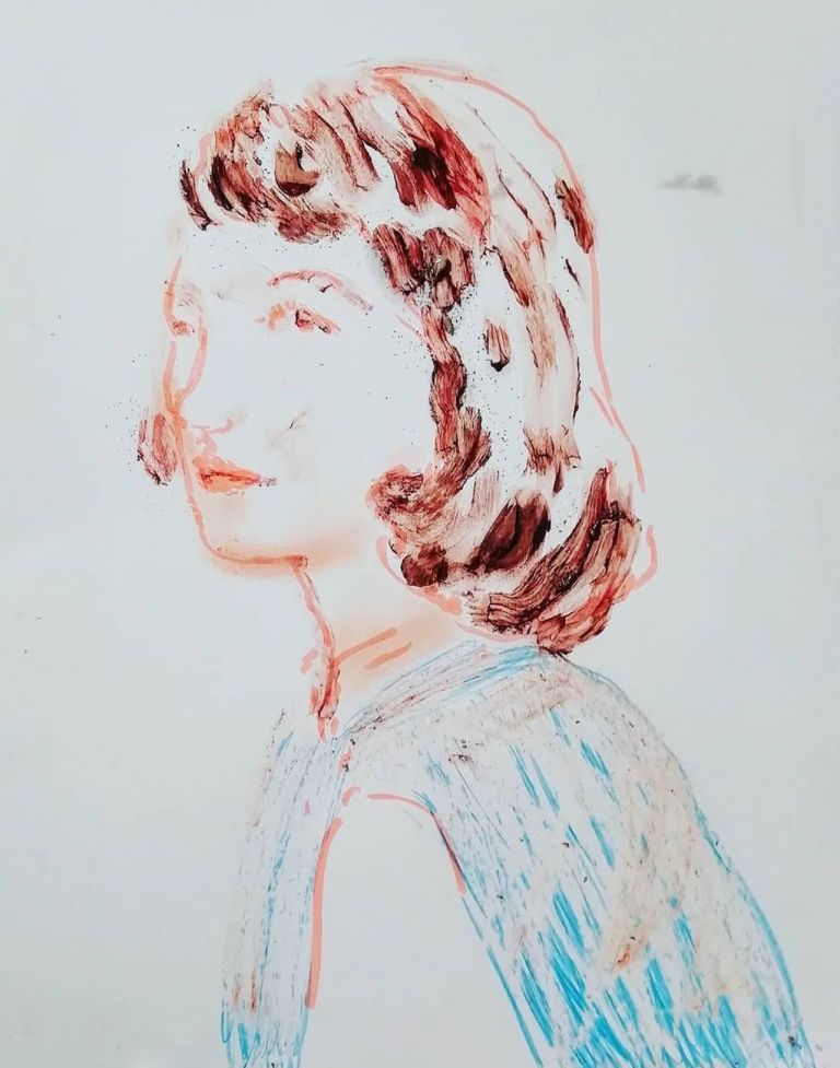 Elisa Filomena, Sylvia P., 2019, tecnica mista su carta, cm 50x40