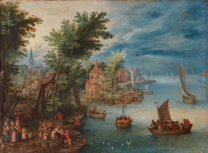 Jan Brueghel il Giovane, Paesaggio fluviale, 1660 ca.