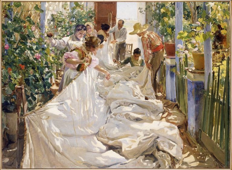 Joaquín Sorolla, Il rammendo della vela, 1896. Galleria Internazionale d'Arte Moderna di Ca' Pesaro, Venezia 2018 © Photo Archive - Fondazione Musei Civici di Venezia