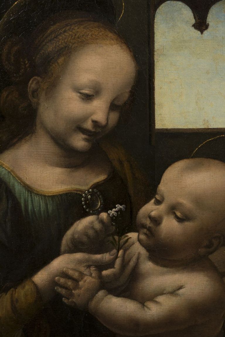 Leonardo da Vinci, Madonna Benois, 1478 82, dettaglio. San Pietroburgo, Museo Statale Ermitage