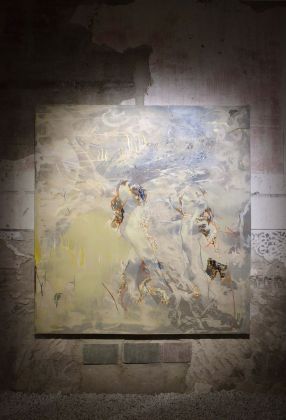 Marta Spagnoli, The Greetings (Vesuvio), 2019, 184,5x194,5 cm. Installation view at Bagni Misteriosi, Milano 2019