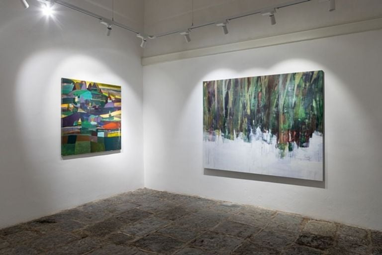 Mutaz Mohamed Elemam. Dream Scape from River. Installation view at Shazar Gallery, Napoli 2019. Photo Danilo Donzelli