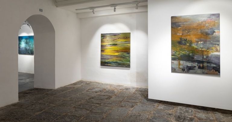 Mutaz Mohamed Elemam. Dream Scape from River. Installation view at Shazar Gallery, Napoli 2019. Photo Danilo Donzelli