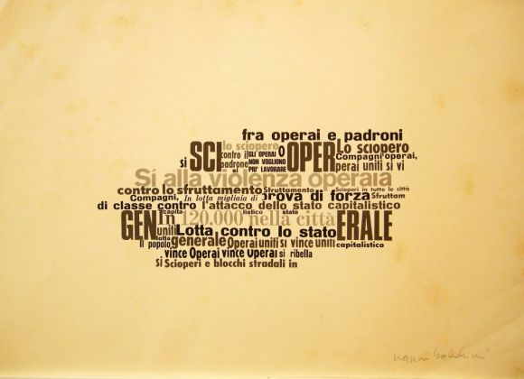 Nanni Balestrini, Sì alla violenza operaia, 1969. Courtesy Mascherino Arte Contemporanea, Roma