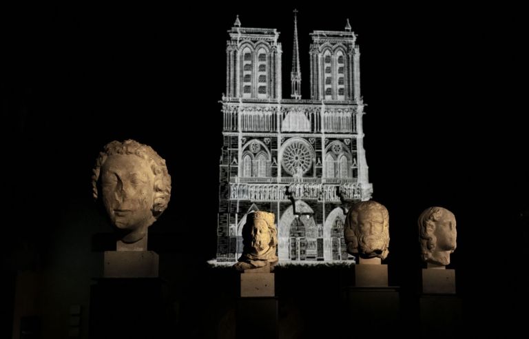 Notre-Dame de Paris. Sculture gotiche dalla grande cattedrale. Onstallation view at Palazzo Madama, Torino 2019. Photo credits Giorgio Perottino