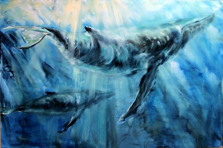 Tiziana Pers, WHALE SONG mother and son, oil on canvas,100x150 cm, 2018. Courtesy of the artist and the gallery
