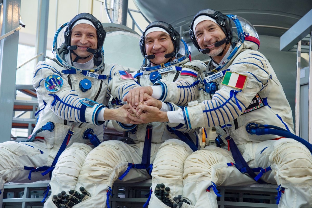 Andrew Morgan, Alexander Skvortsov, Luca Parmitano - courtesy ESA