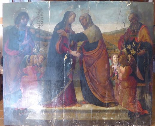 Piero di Cosimo [?], Visitazione con santi Giuseppe e Zaccaria, tavola, inizio XVI sec. (Archivio Sabap Firenze)
