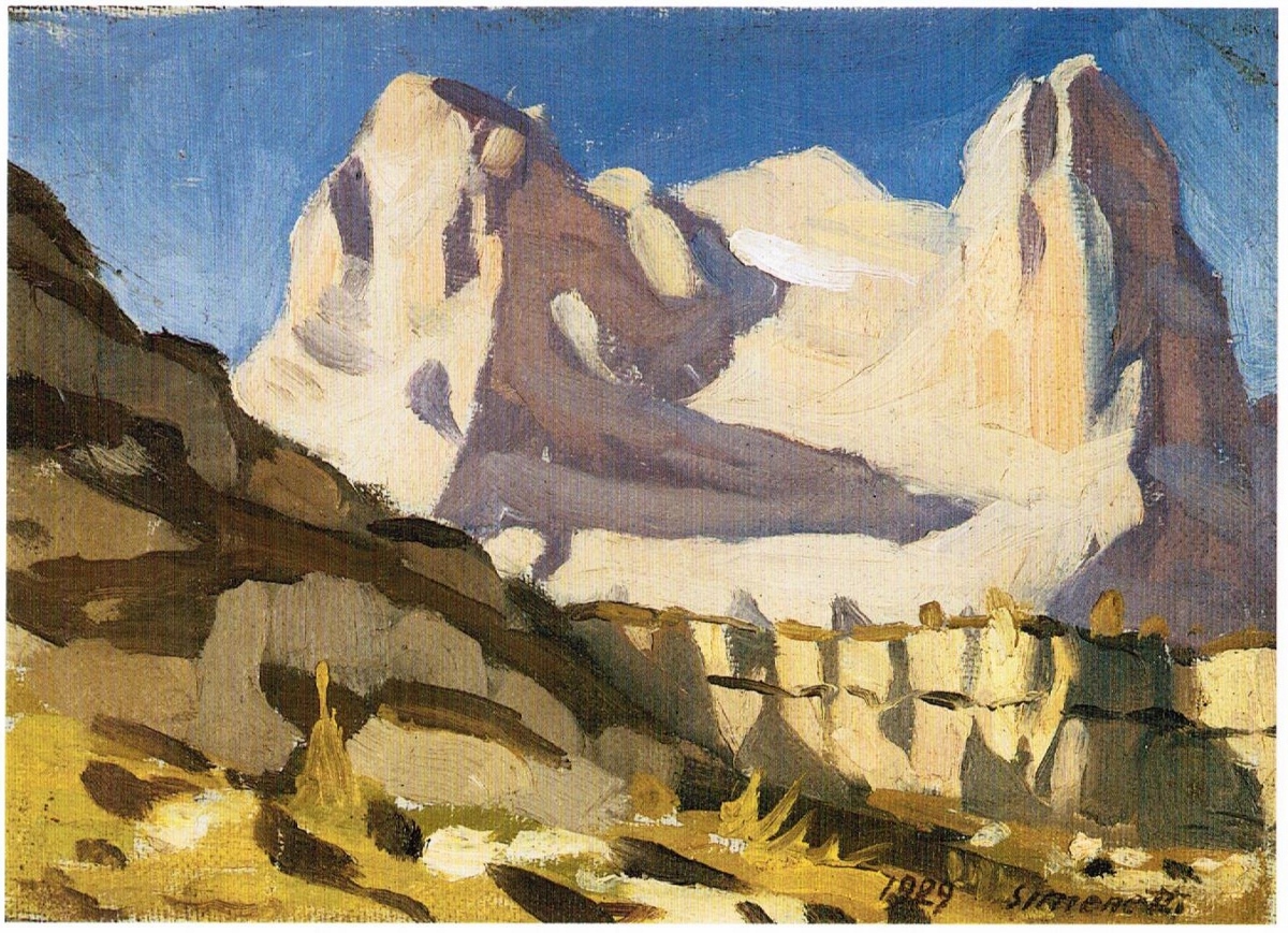 Il Pelmo, 1929 olio su cartone, 17,5x 25 BL, Museo Civico