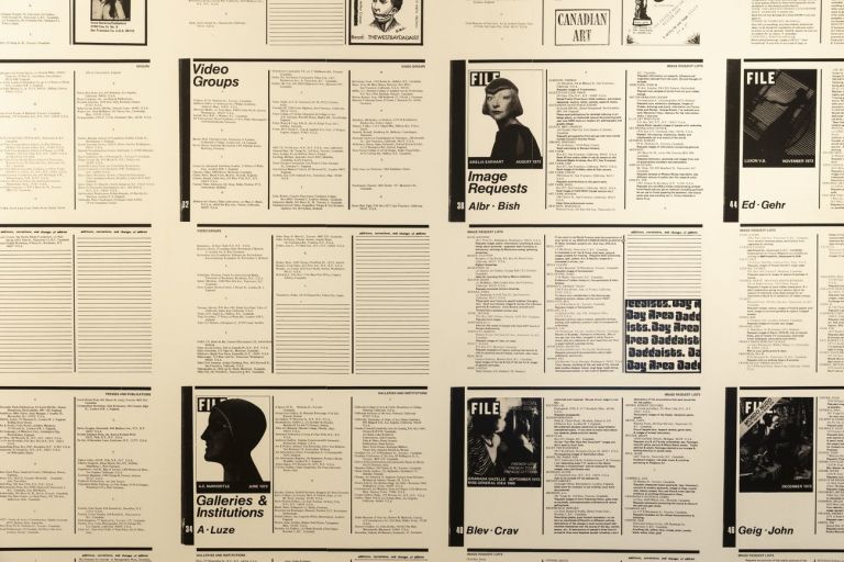 Annual Artists’ Directory and Image Bank Image Request Lists FILE Magazine, Vol. 2. No. 5, 1974. Installation view at KW Institute for Contemporary Art, Berlino 2019. Photo Frank
